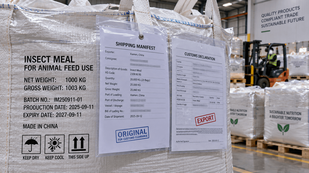 Ensuring compliance with international insect feed regulations during shipping and customs inspection.