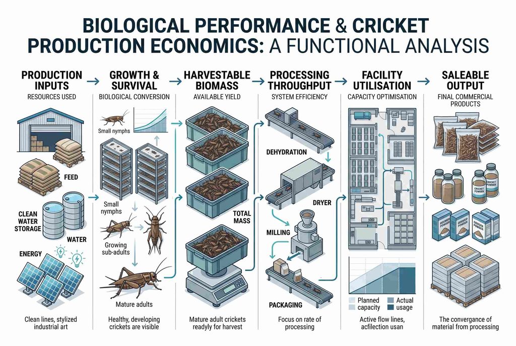 Cricket production cost relationship with survival yield processing and facility utilisation