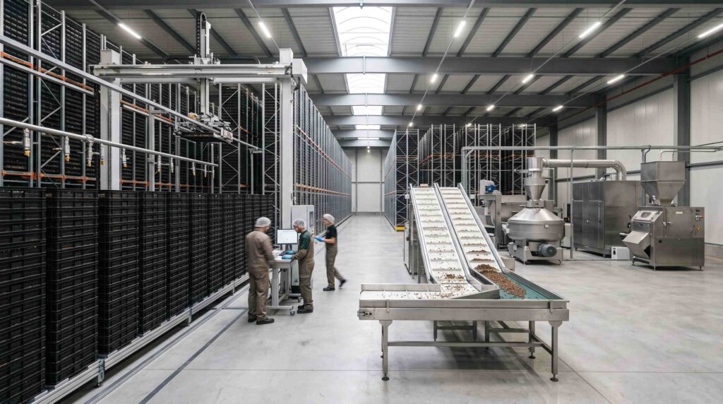 Commercial black soldier fly production facility