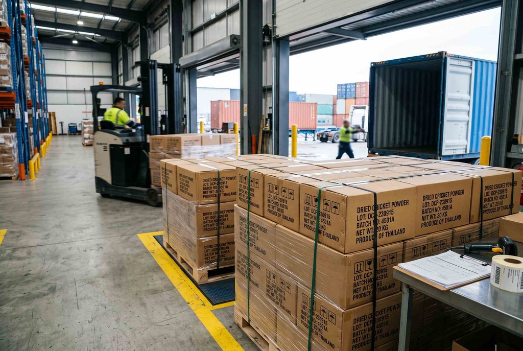 Cricket supply chain for international trade and B2B ingredient distribution
