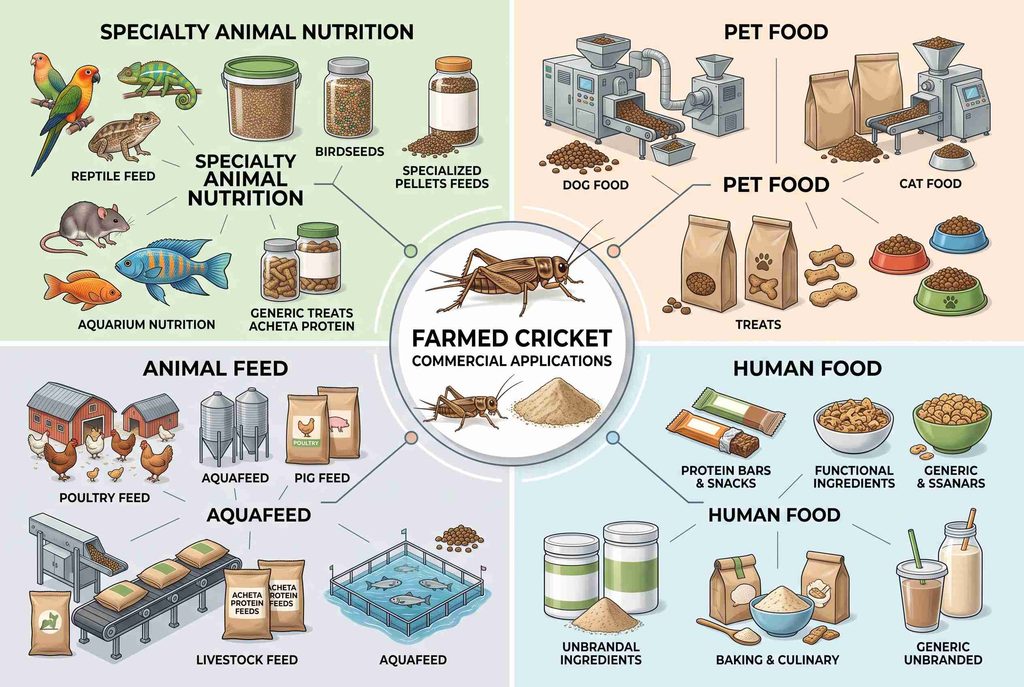 Cricket industry applications across food pet nutrition specialty feed and animal feed