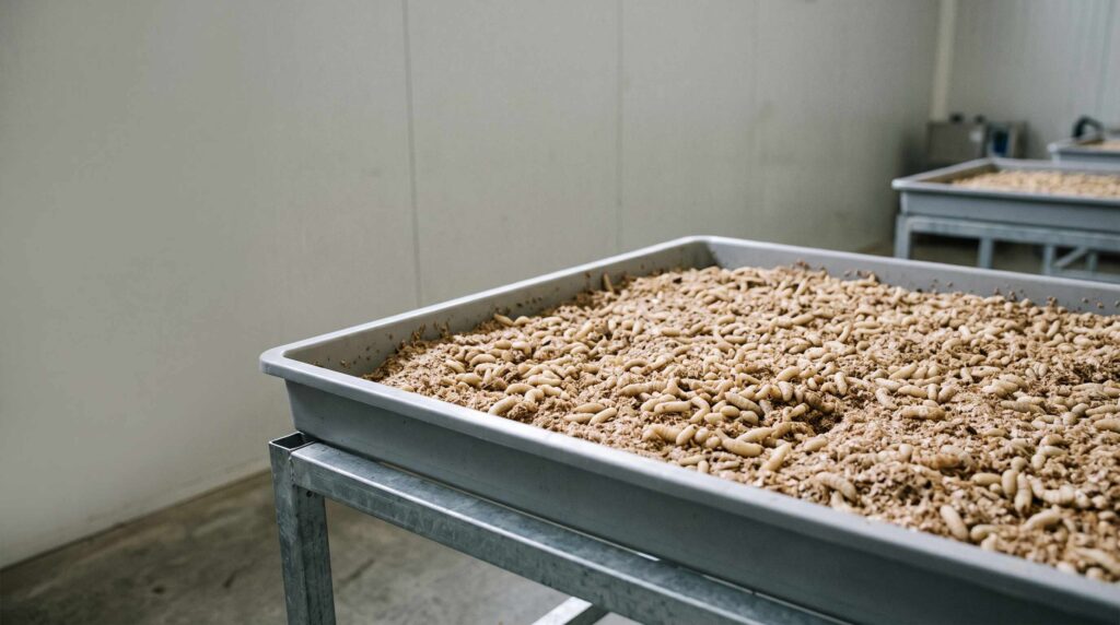 Housefly larvae industry commercial production