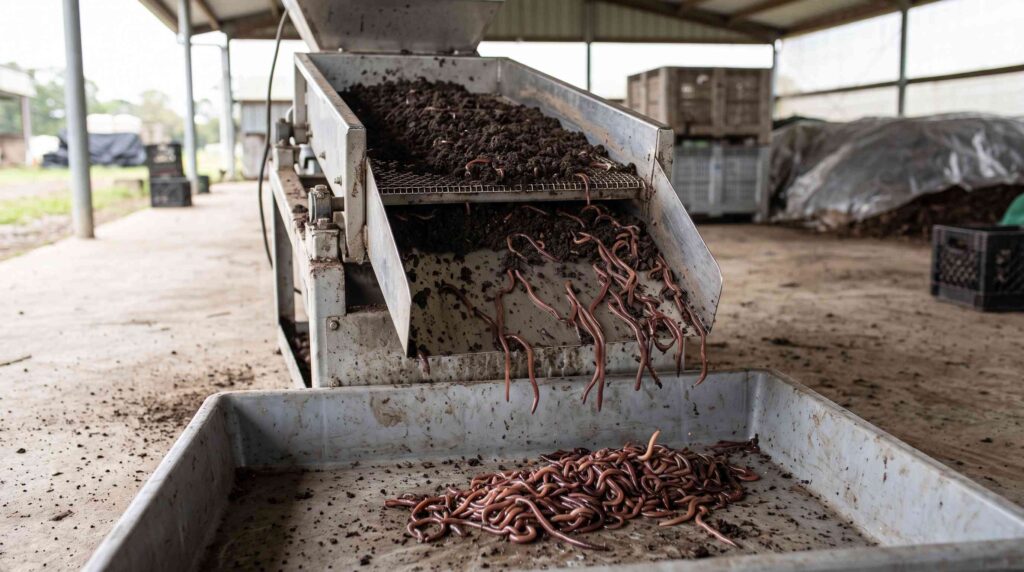 Earthworm production commercial farming and processing