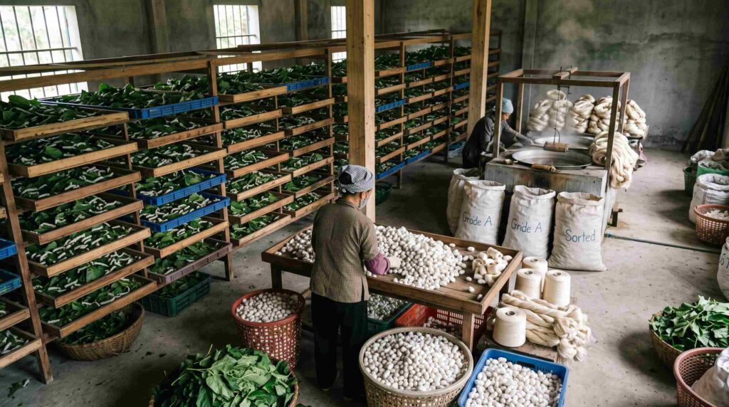 Silkworm production cost across mulberry cultivation rearing cocoon production and processing