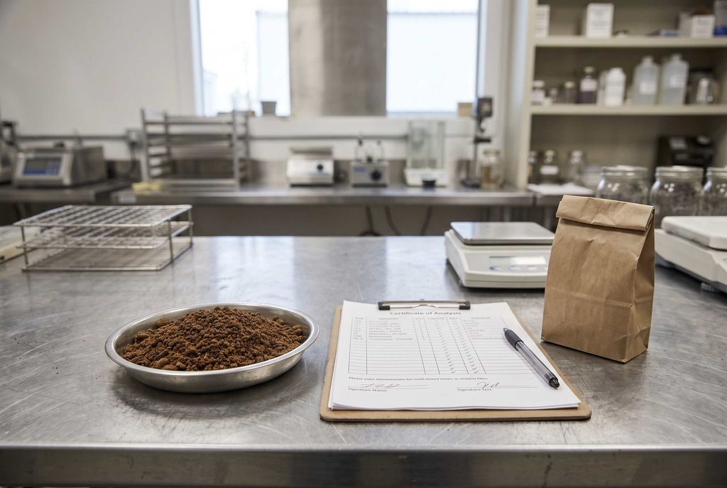 BSFL meal specifications checked against batch COA documentation