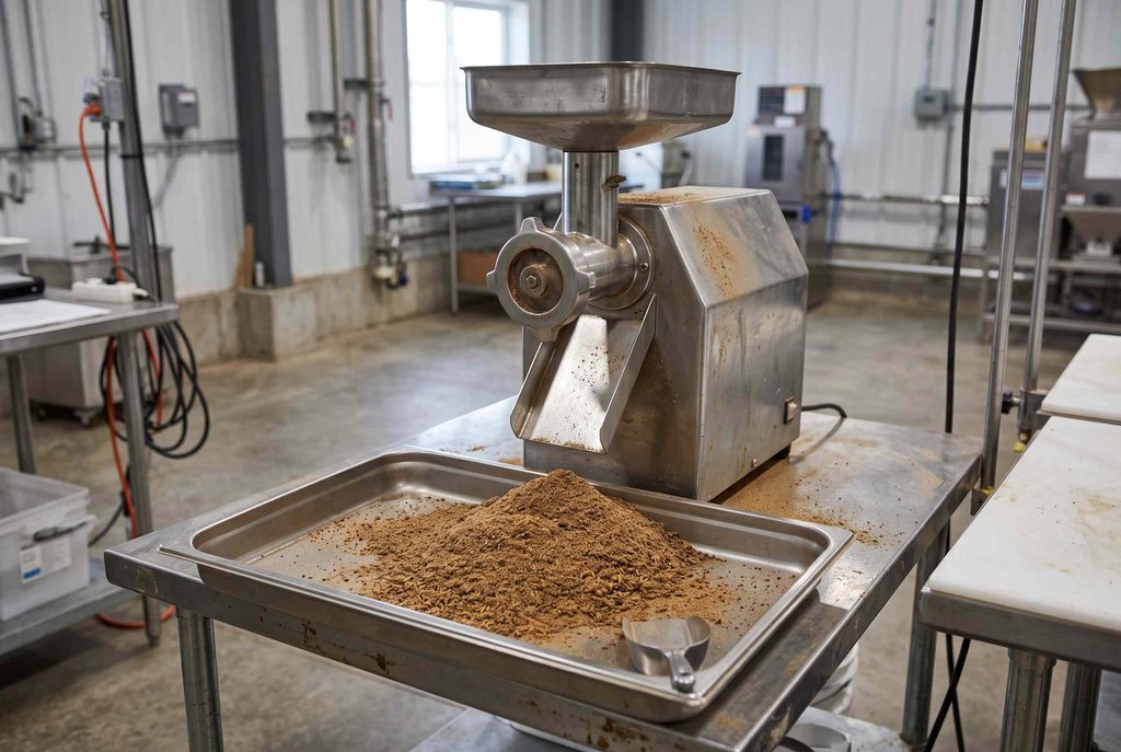 Mealworm meal production through drying and milling operations