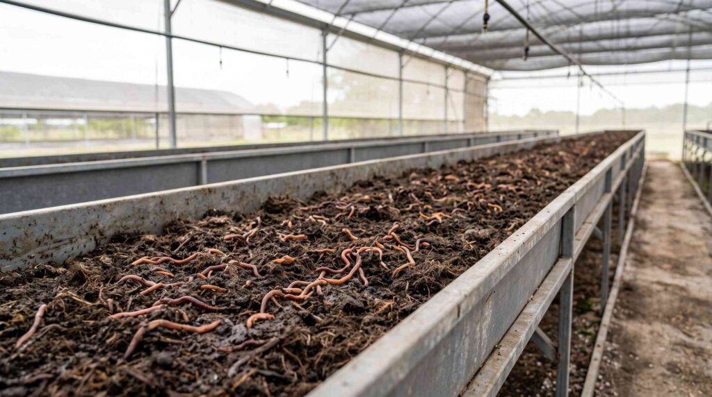 Earthworm industry commercial vermiculture production