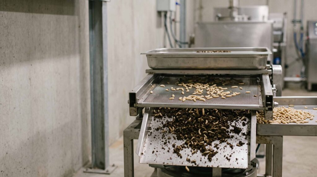 Housefly larvae production and commercial processing
