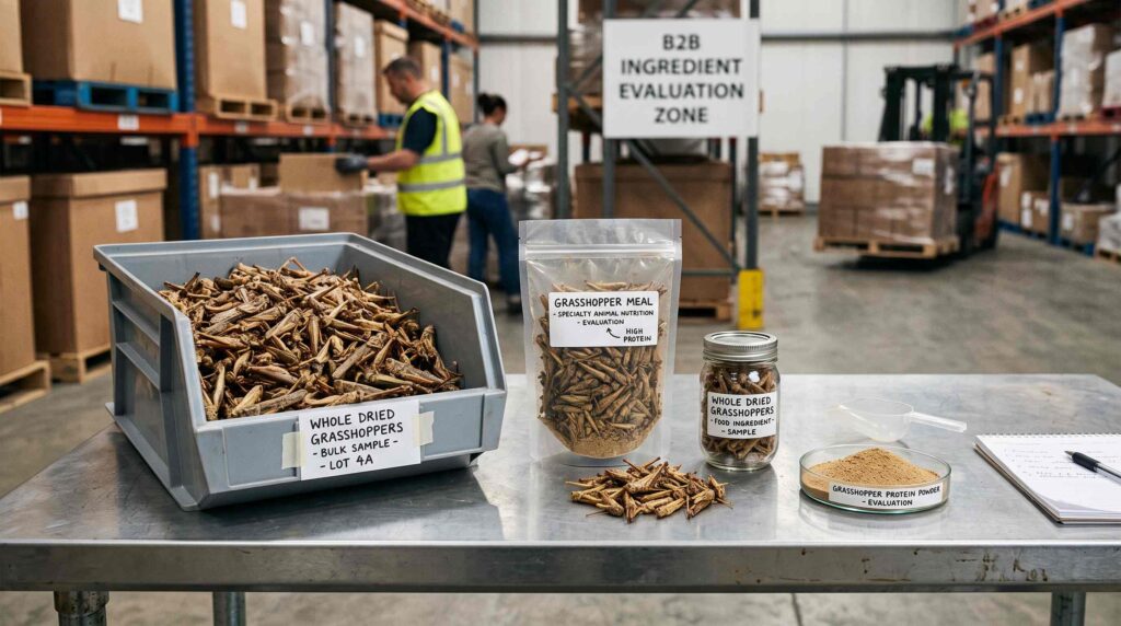 Grasshopper market demand across human food specialty animal nutrition pet food and feed applications