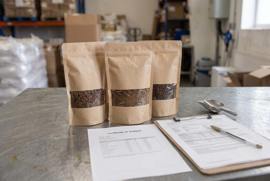 Defatted BSFL meal quality review using batch COA and supplier records