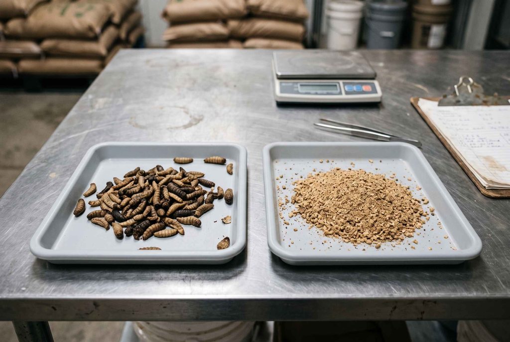 Housefly larvae industry feed ingredients and commercial applications